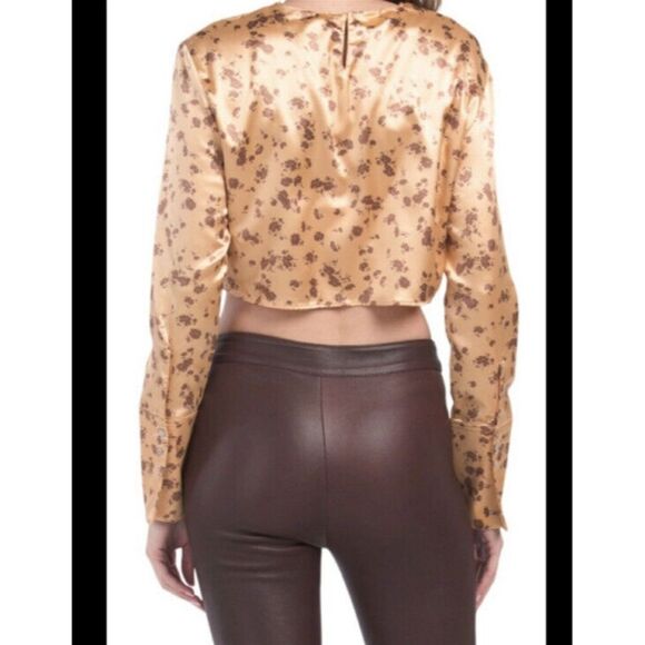 Zara satin cropped floral print blouse - Picture 2 of 4